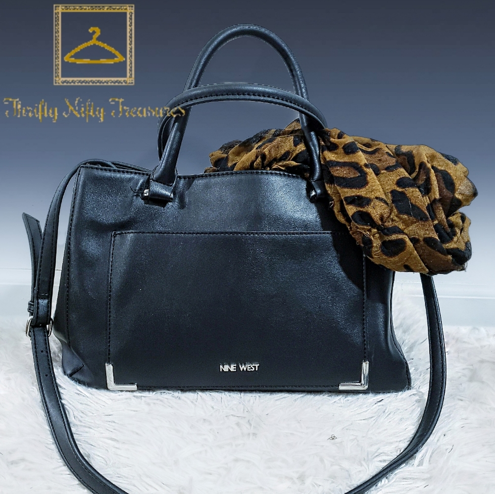 Nine West Black Leather Satchel Bag